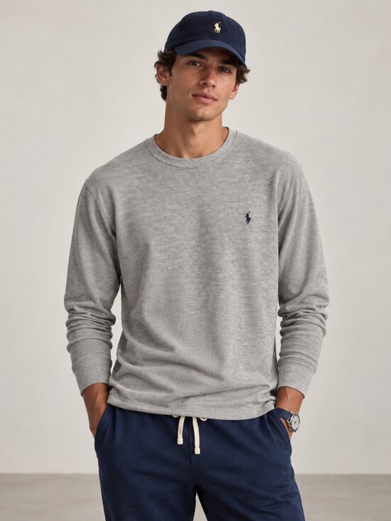 Polo Ralph Lauren Other - Polo Ralph Lauren Waffle Knit Thermal Shirt Gray Preppy Classic Crewneck Top XL